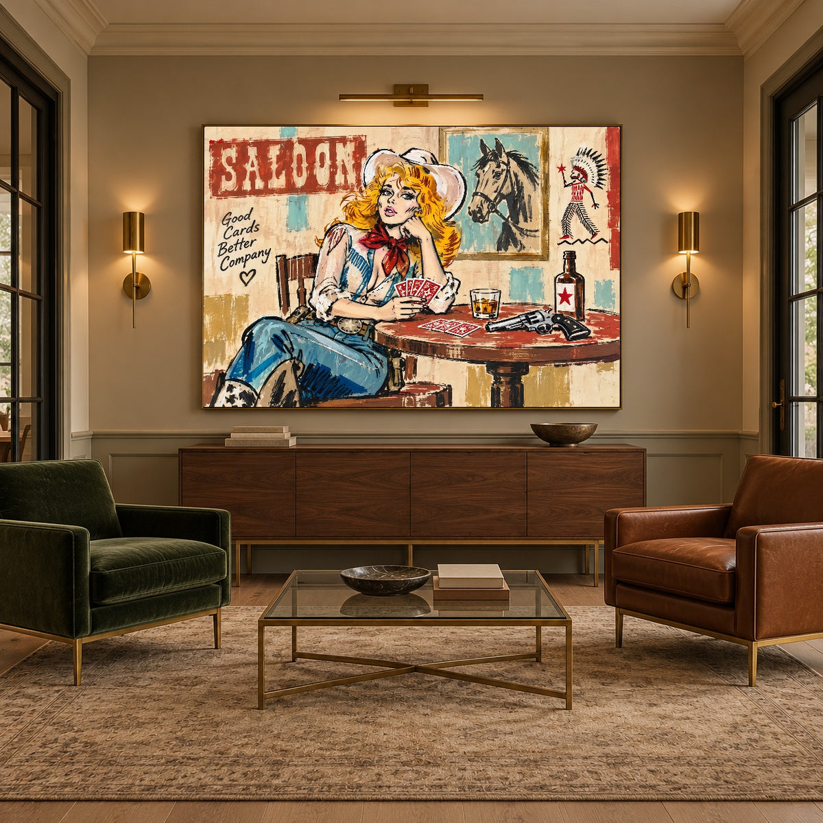 Saloon Hour Spark - intimate lounge - western pop art painting
