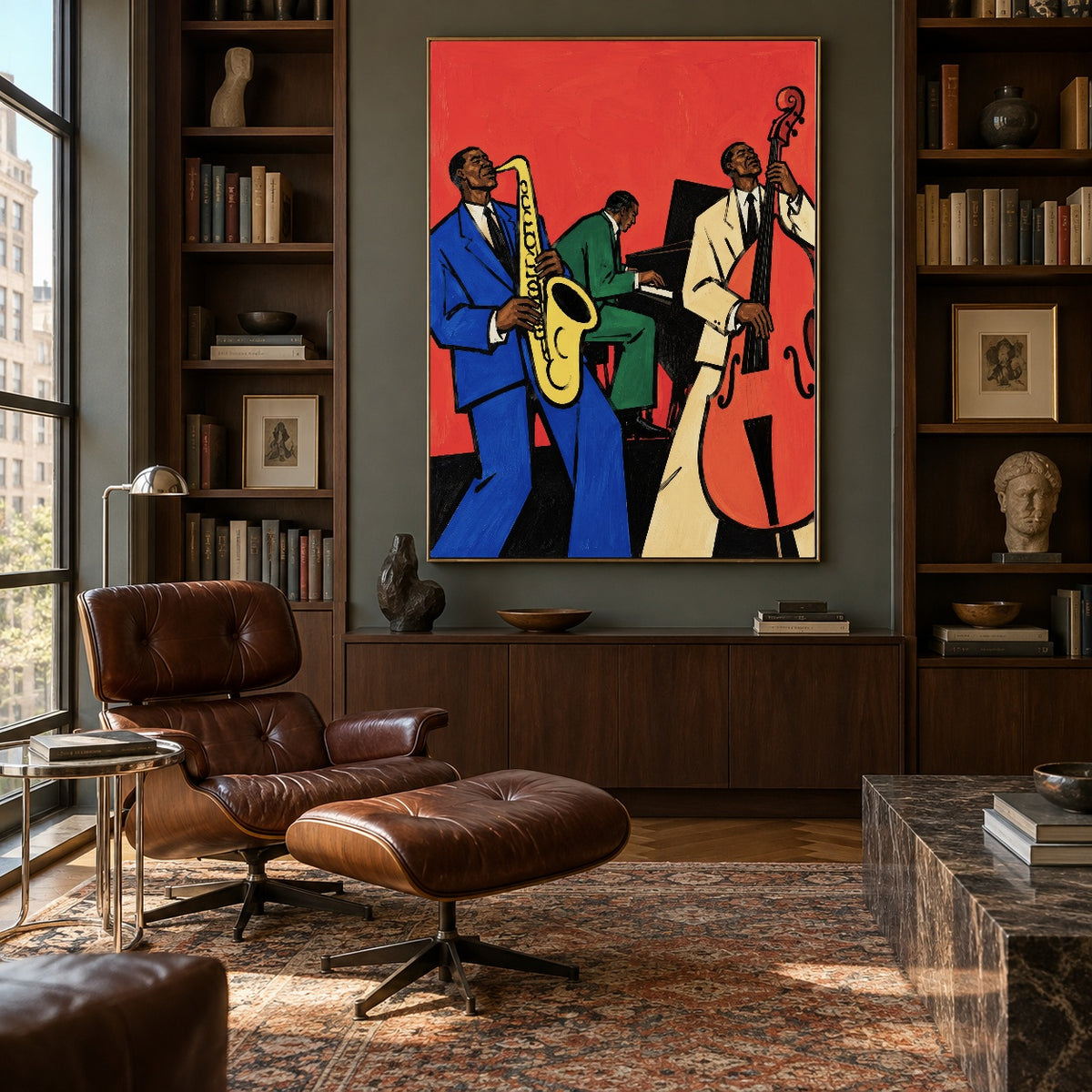 Scarlet Backbeat - library lounge - western pop art painting