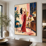 Scarlet Saxophone - dining room close - western pop art painting