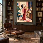 Scarlet Saxophone - library lounge - western pop art painting