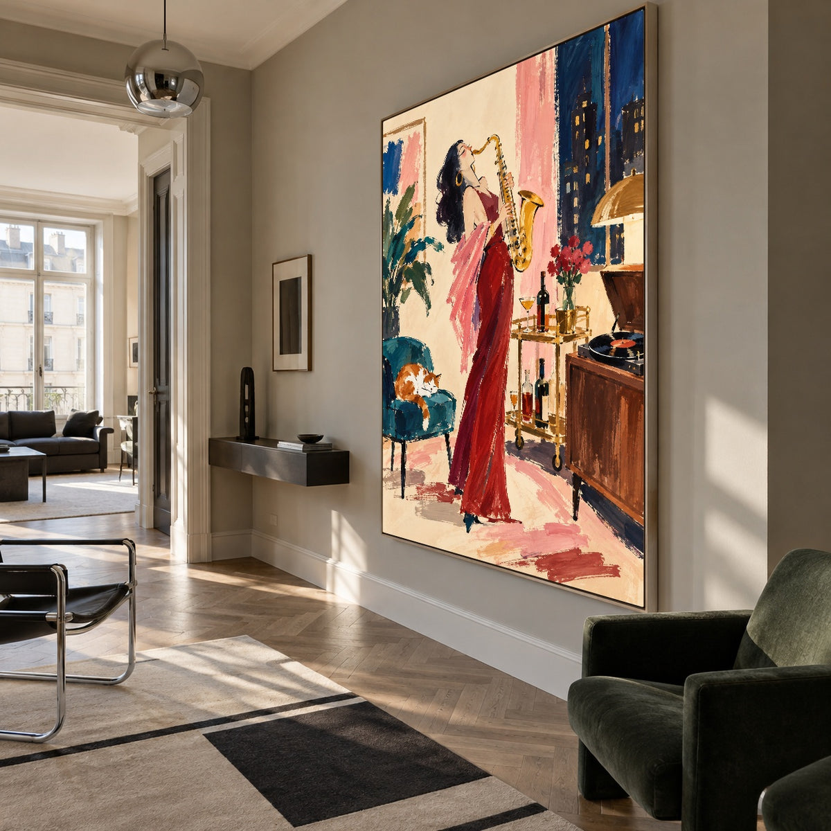 Scarlet Saxophone - modern living room - western pop art painting