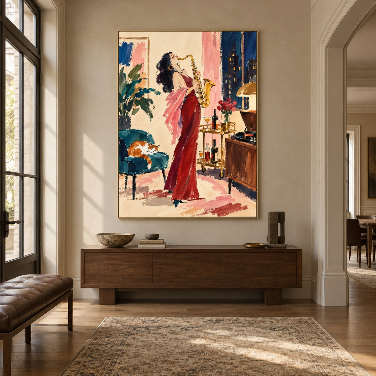 Scarlet Saxophone - entryway - western pop art painting