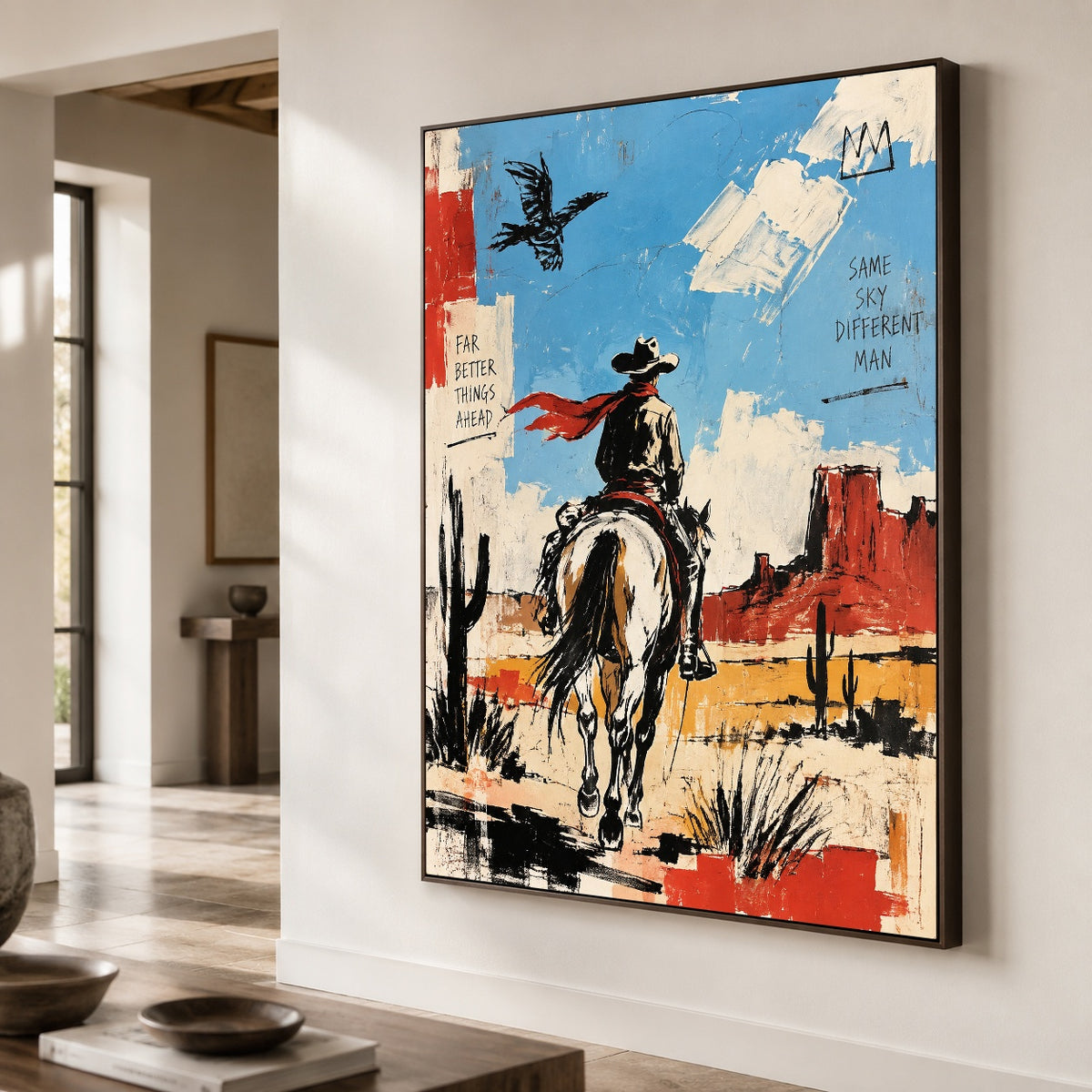 Skyward Frontier - oblique close view - western pop art painting