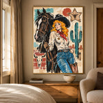 Starbound Cowgirl - bedroom - western pop art painting