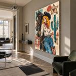 Starbound Cowgirl - modern living room - western pop art painting