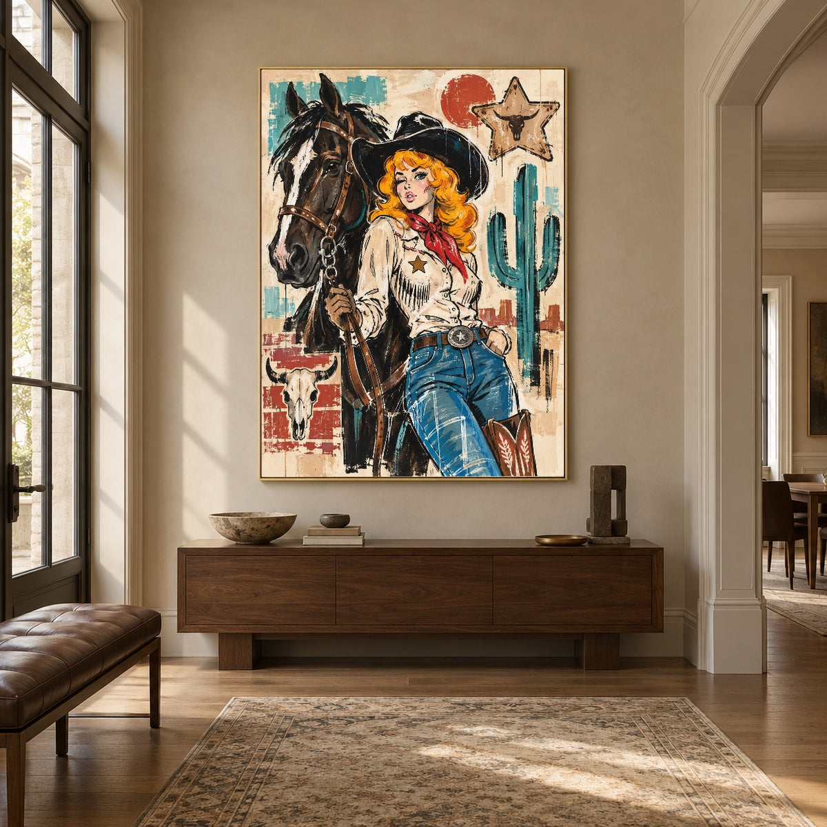 Starbound Cowgirl - entryway - western pop art painting
