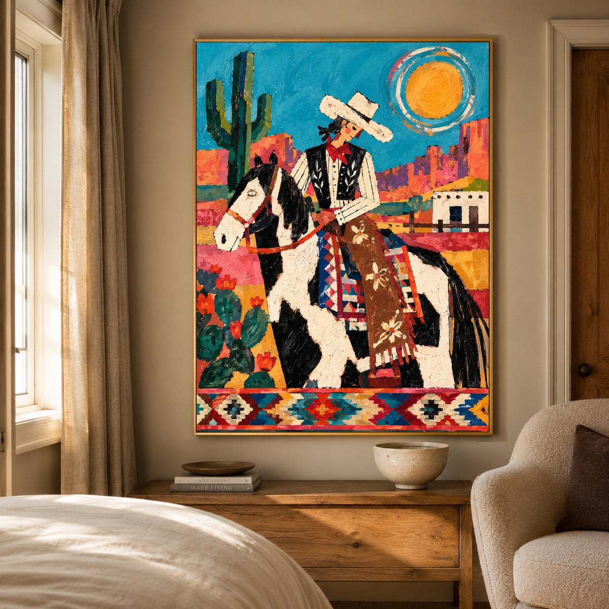 Sunlit Saddle Song - bedroom - western pop art painting