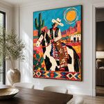 Sunlit Saddle Song - dining room close - western pop art painting