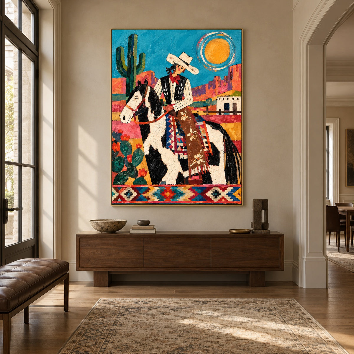 Sunlit Saddle Song - entryway - western pop art painting