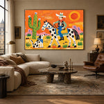 Sunstruck Saddle - living room hero - western pop art painting