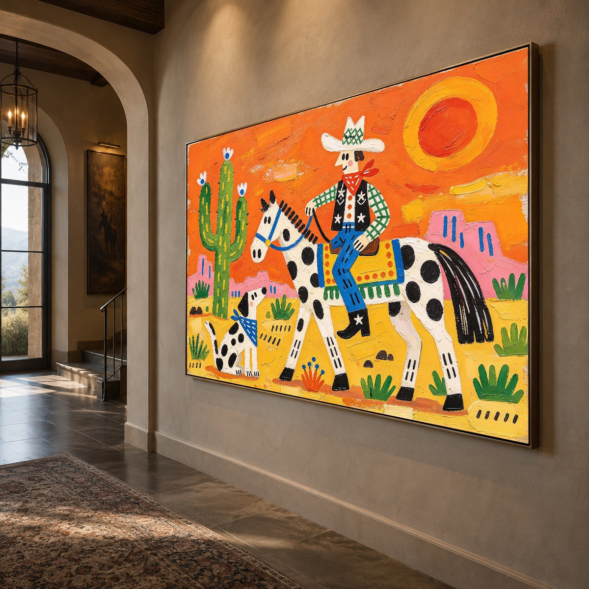 Sunstruck Saddle - oblique close view - western pop art painting