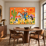Sunstruck Saddle - round table dining - western pop art painting