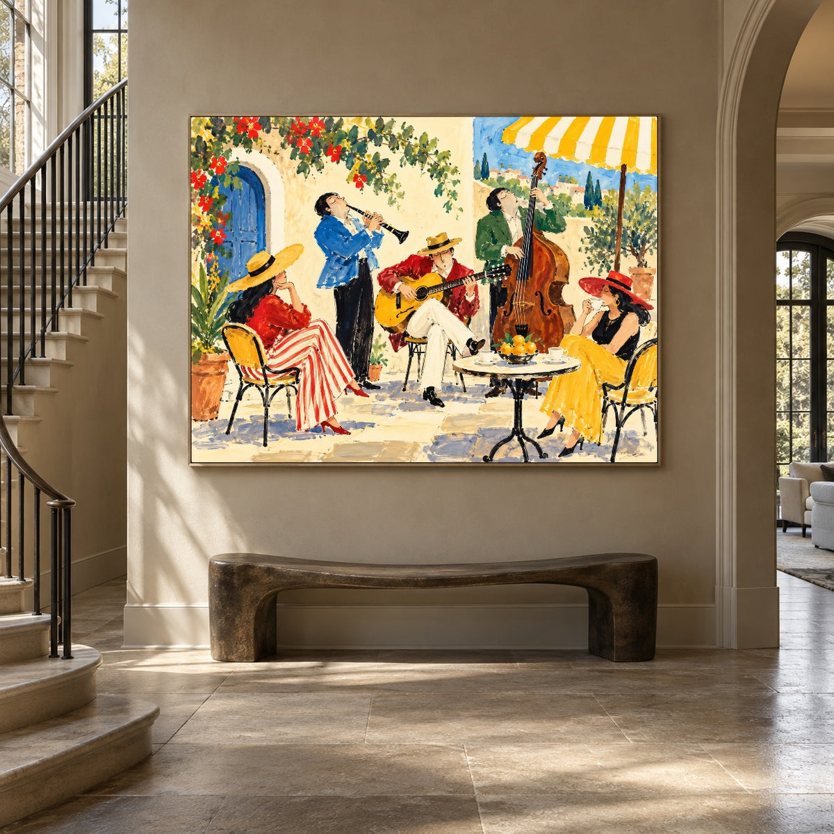 Terrace Swing - staircase entry - western pop art painting