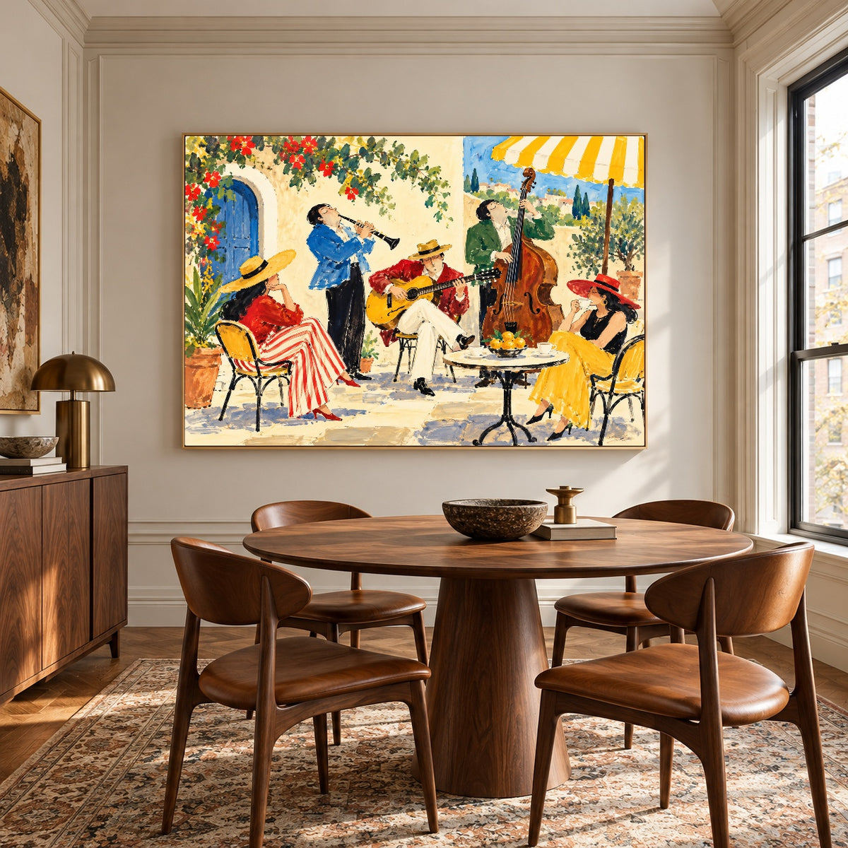 Terrace Swing - round table dining - western pop art painting