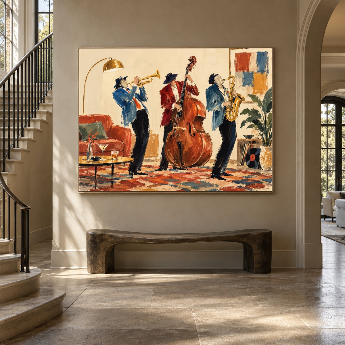 The Amber Quartet - staircase entry - western pop art painting