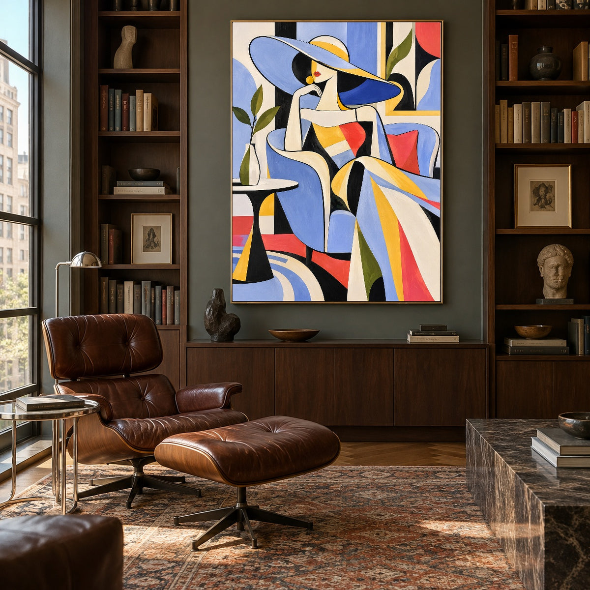 The Azure Hat - library lounge - western pop art painting