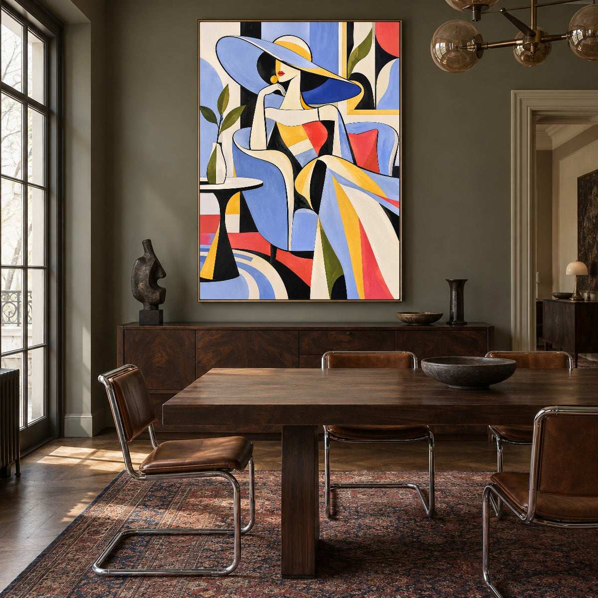 The Azure Hat - wood dining room - western pop art painting