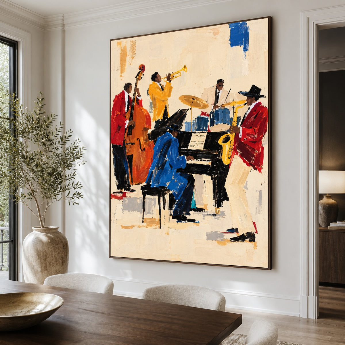 The Blue Note Gathering - dining room close - western pop art painting
