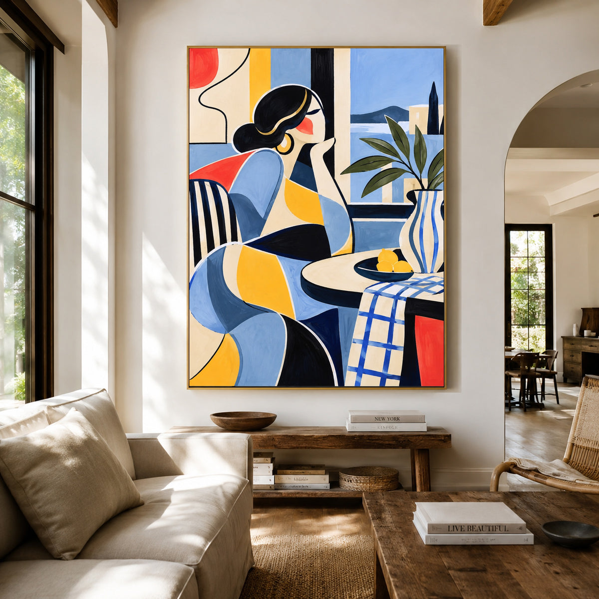 The Blue Table - living room hero - western pop art painting