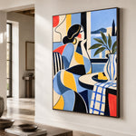 The Blue Table - oblique close view - western pop art painting
