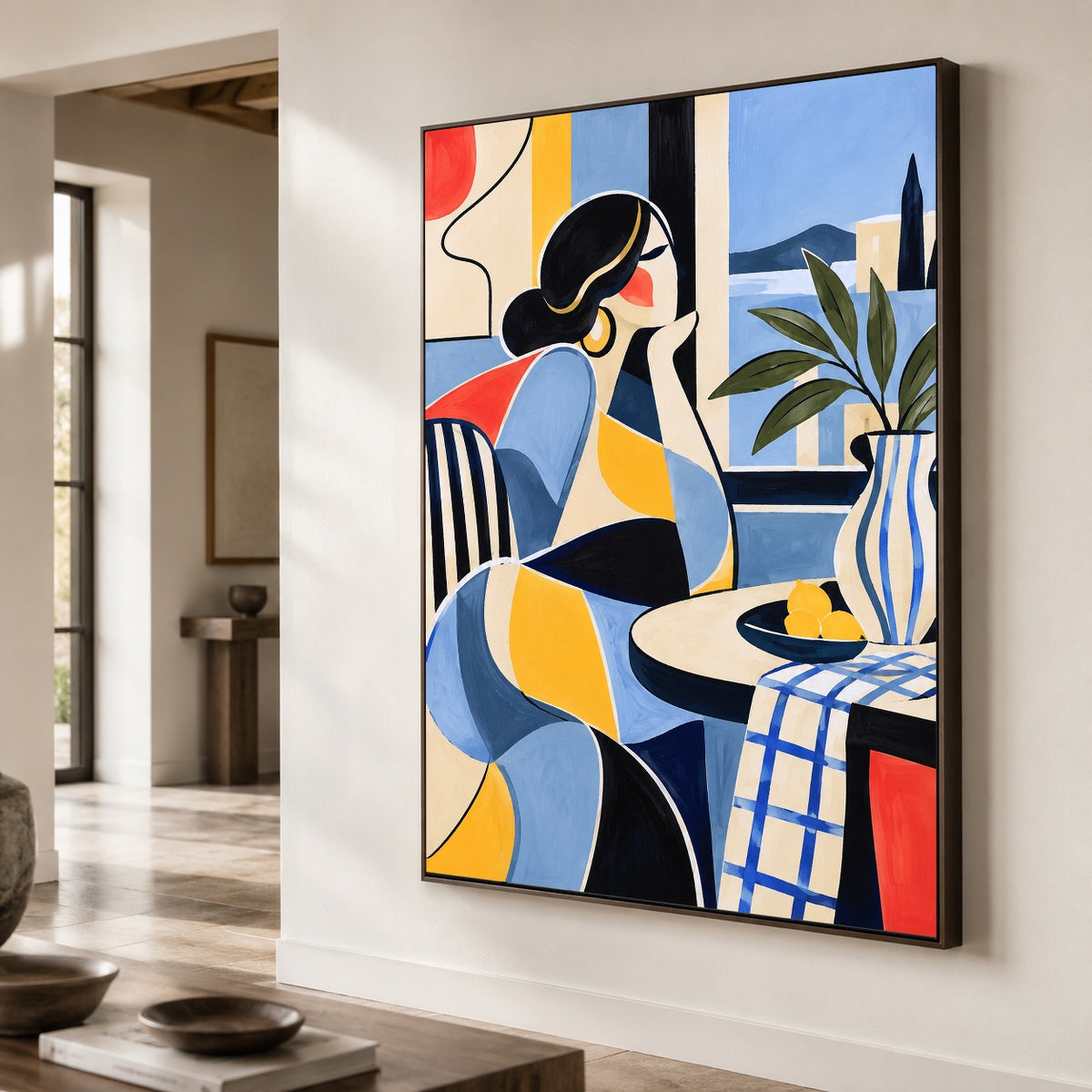The Blue Table - oblique close view - western pop art painting
