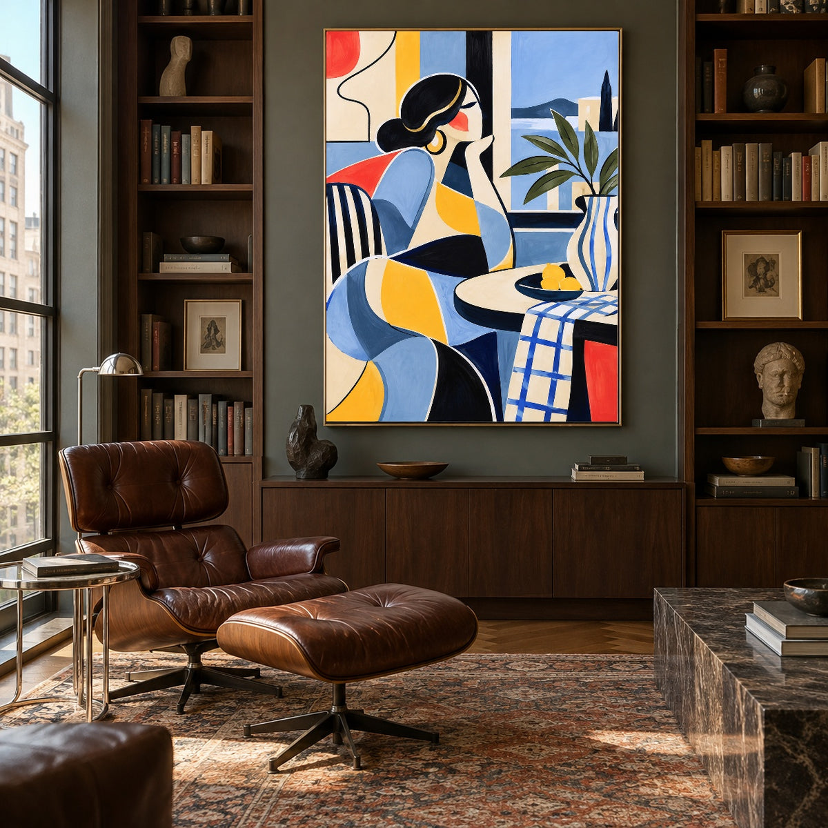 The Blue Table - library lounge - western pop art painting