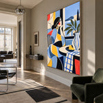 The Blue Table - modern living room - western pop art painting
