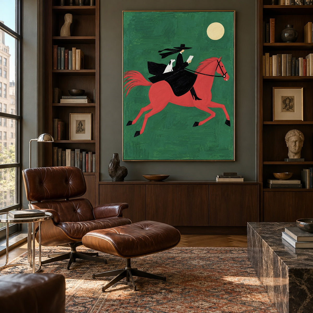 The Emerald Escape - library lounge - western pop art painting