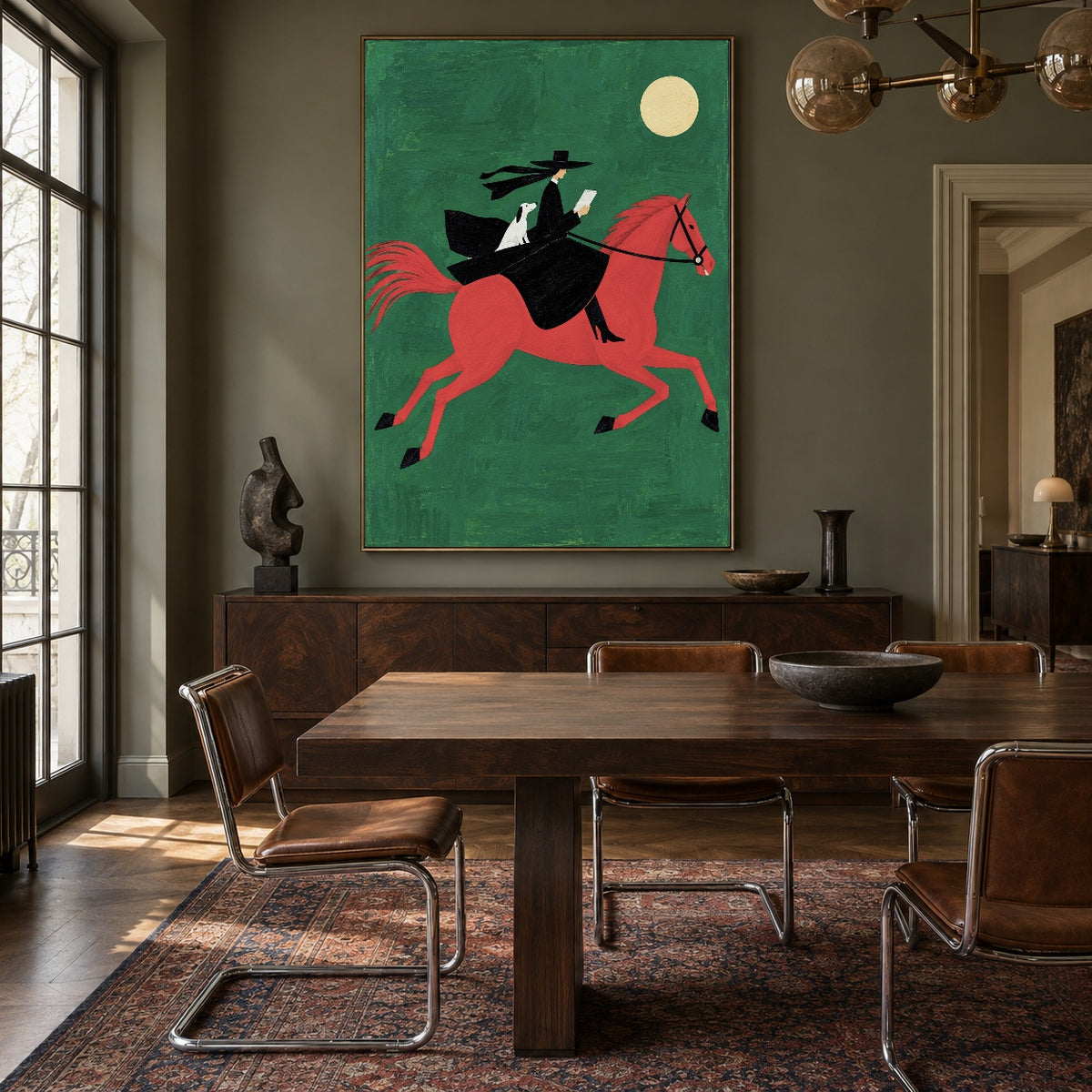 The Emerald Escape - wood dining room - western pop art painting