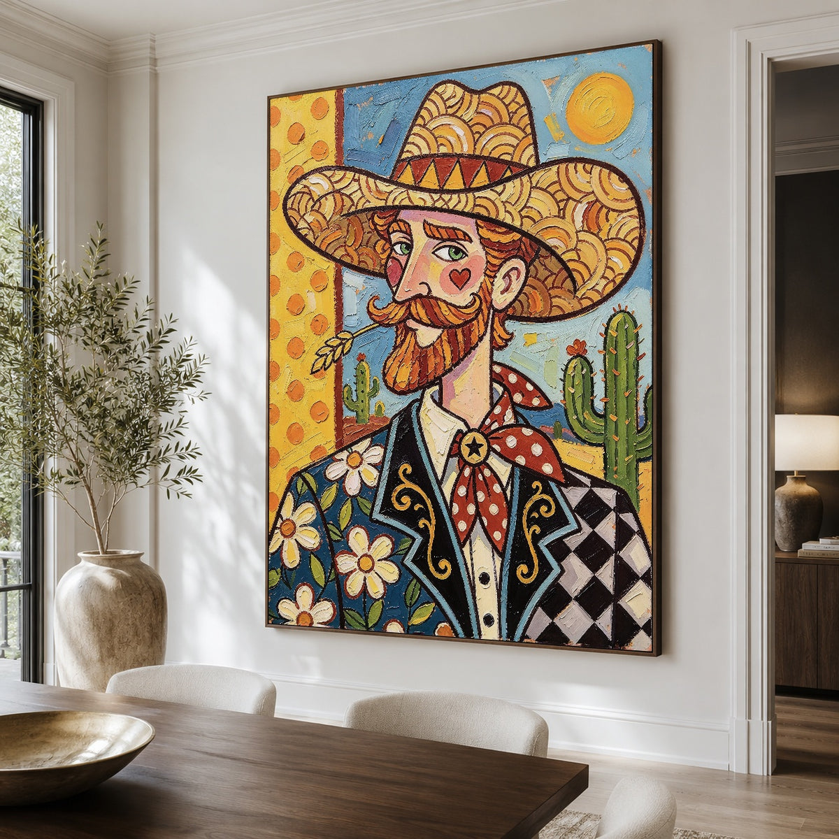 The Sunlit Gentleman - dining room close - western pop art painting