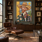 The Sunlit Gentleman - library lounge - western pop art painting
