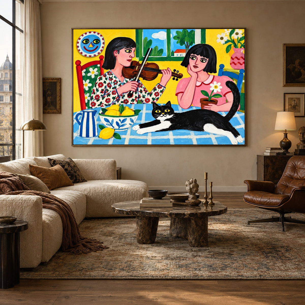 The Window Serenade - living room hero - western pop art painting