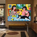 The Window Serenade - modern entry - western pop art painting