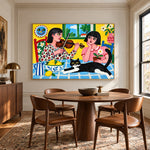 The Window Serenade - round table dining - western pop art painting