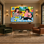 The Window Serenade - intimate lounge - western pop art painting