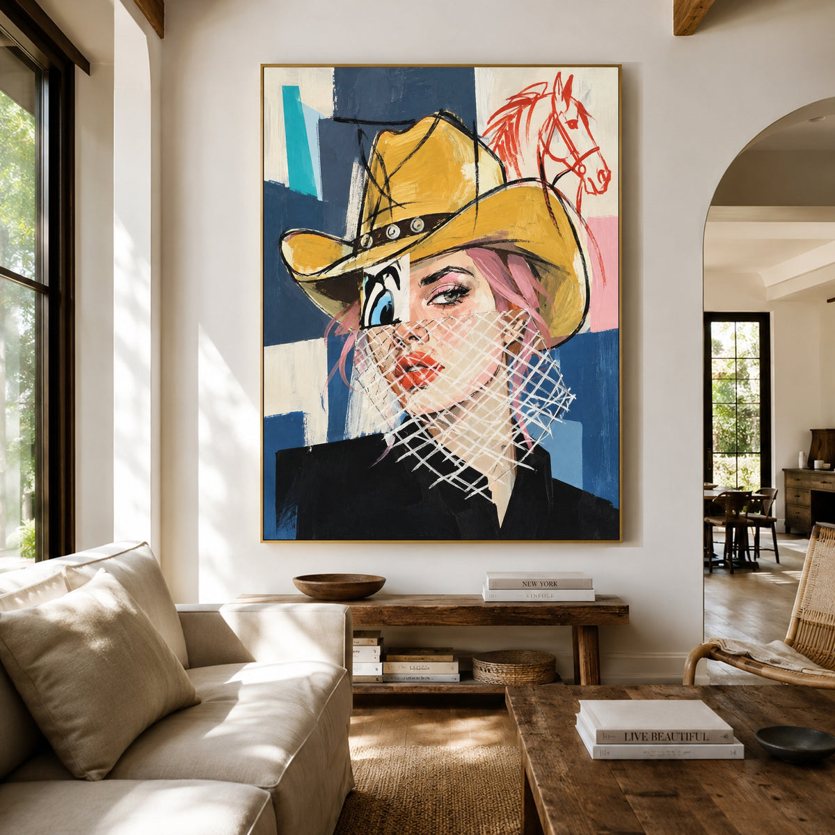 Veil of Sunlight - living room hero - western pop art painting