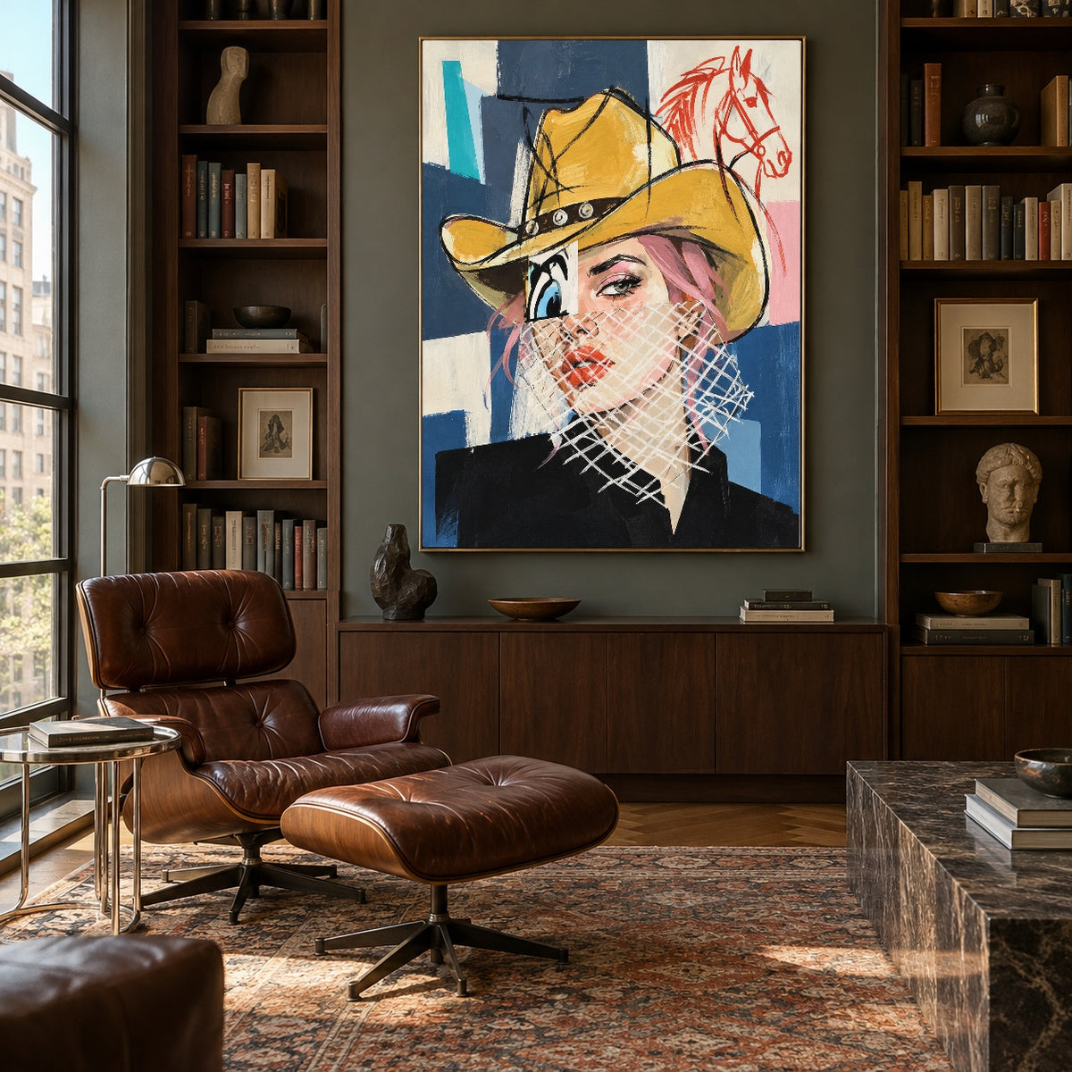 Veil of Sunlight - library lounge - western pop art painting