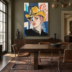 Veil of Sunlight - wood dining room - western pop art painting