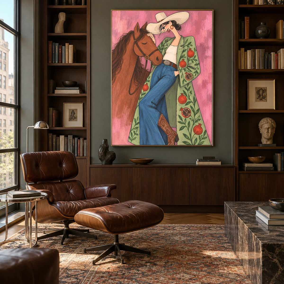 Wildflower Embrace - library lounge - western pop art painting