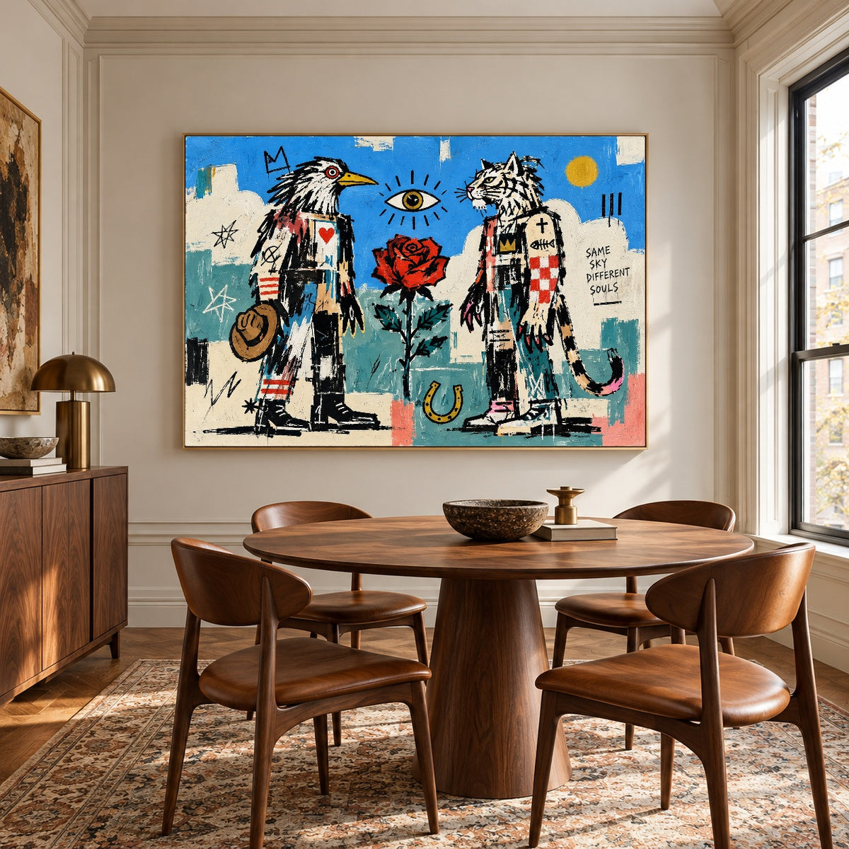 Wildhearted Kinship - round table dining - western pop art painting