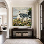 Wildflower Haven textured coastal cottage oil painting — entryway