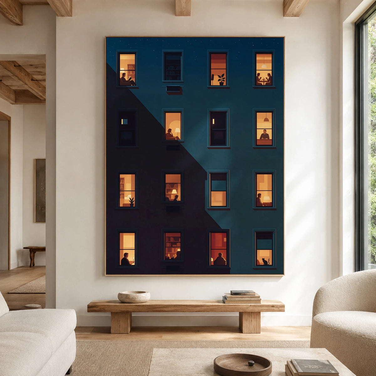 Windows of Belonging - living room hero - textured impasto artwork