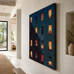Windows of Belonging - oblique side view - textured impasto artwork