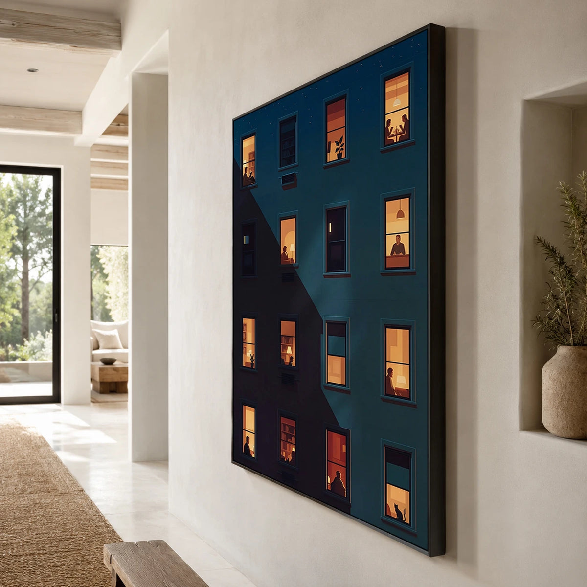 Windows of Belonging - oblique side view - textured impasto artwork