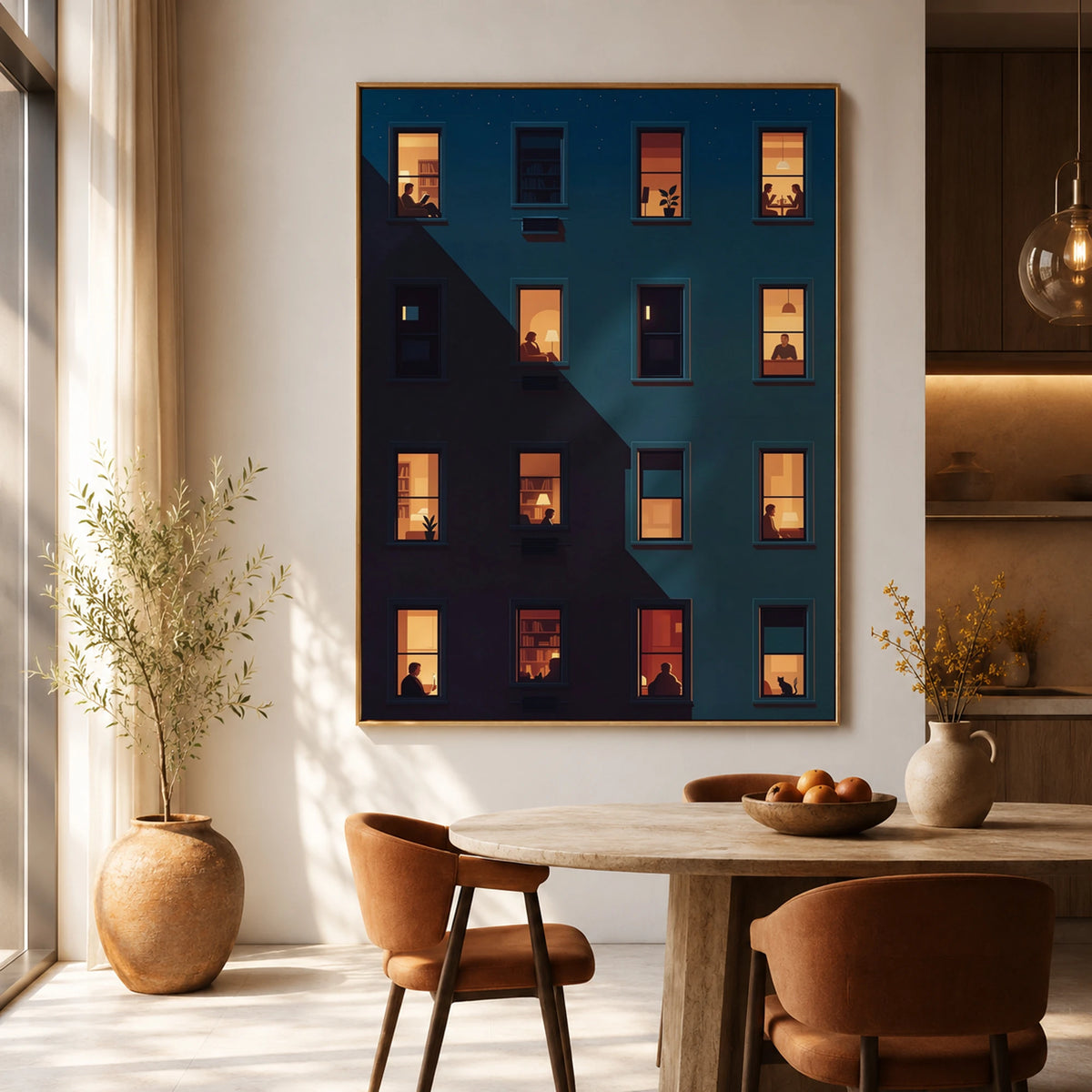 Windows of Belonging - dining room - textured impasto artwork