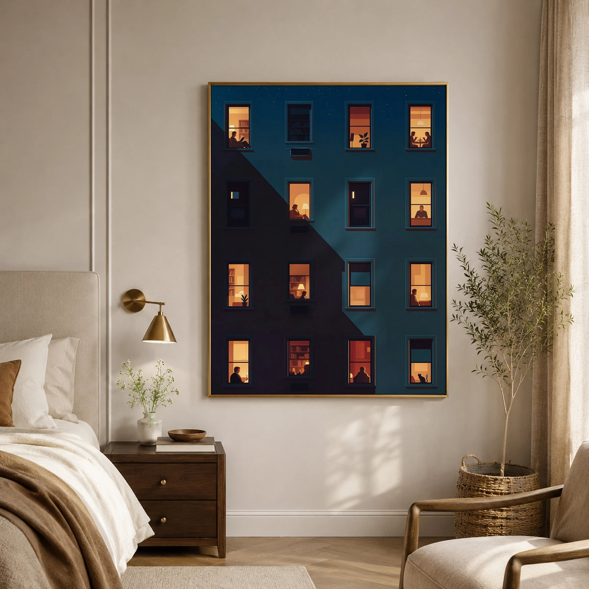 Windows of Belonging - bedroom - textured impasto artwork