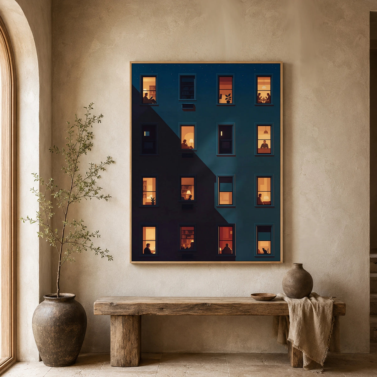 Windows of Belonging - entryway - textured impasto artwork