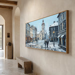 Winter Town Waltz - opposite side view - textured impasto artwork
