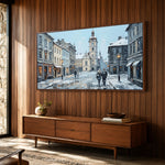 Winter Town Waltz - entryway - textured impasto artwork