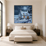 Winter Window Glow - bedroom - textured impasto artwork